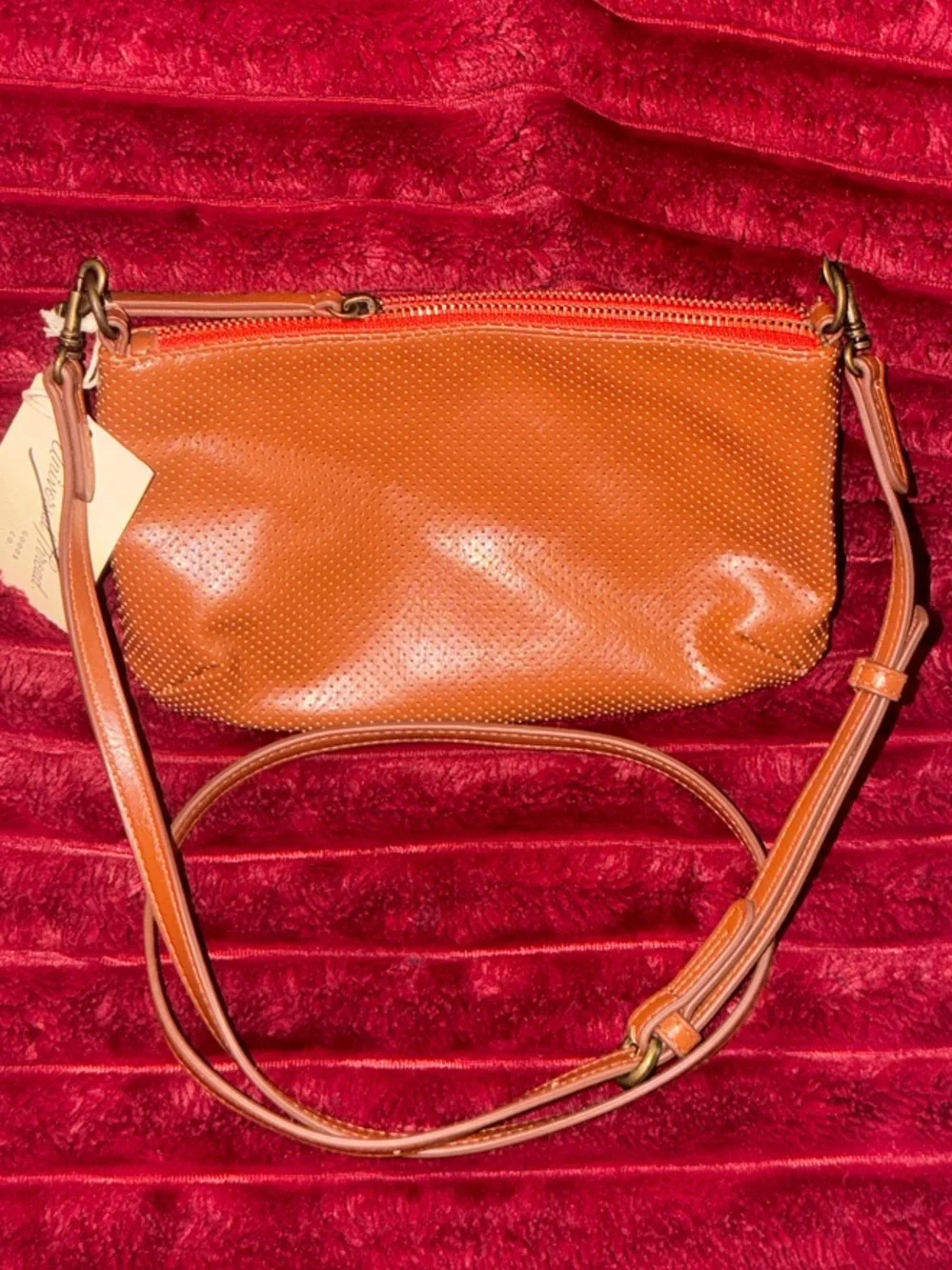 Universal Thread Tan Perforated Leather Crossbody Bag